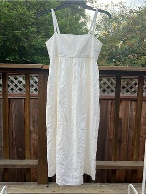 Uniqlo Cream Linen-Blend Gathered Camisole Dress